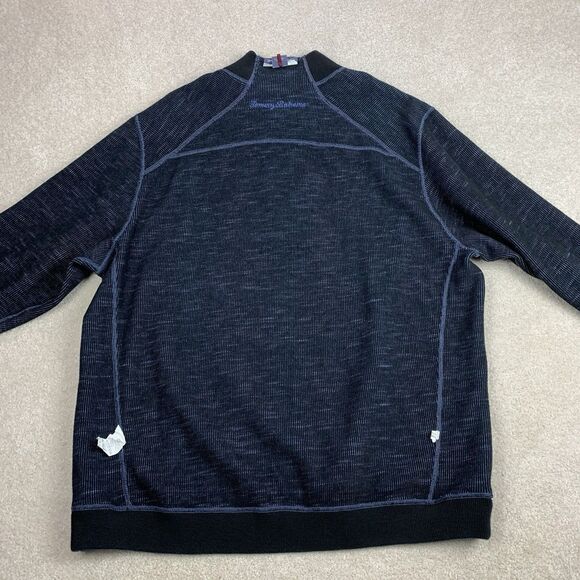 Tommy Bahama Reversible Sweatshirt Pullover Quarter Zip Blue Black XL Sweater - Picture 12 of 16